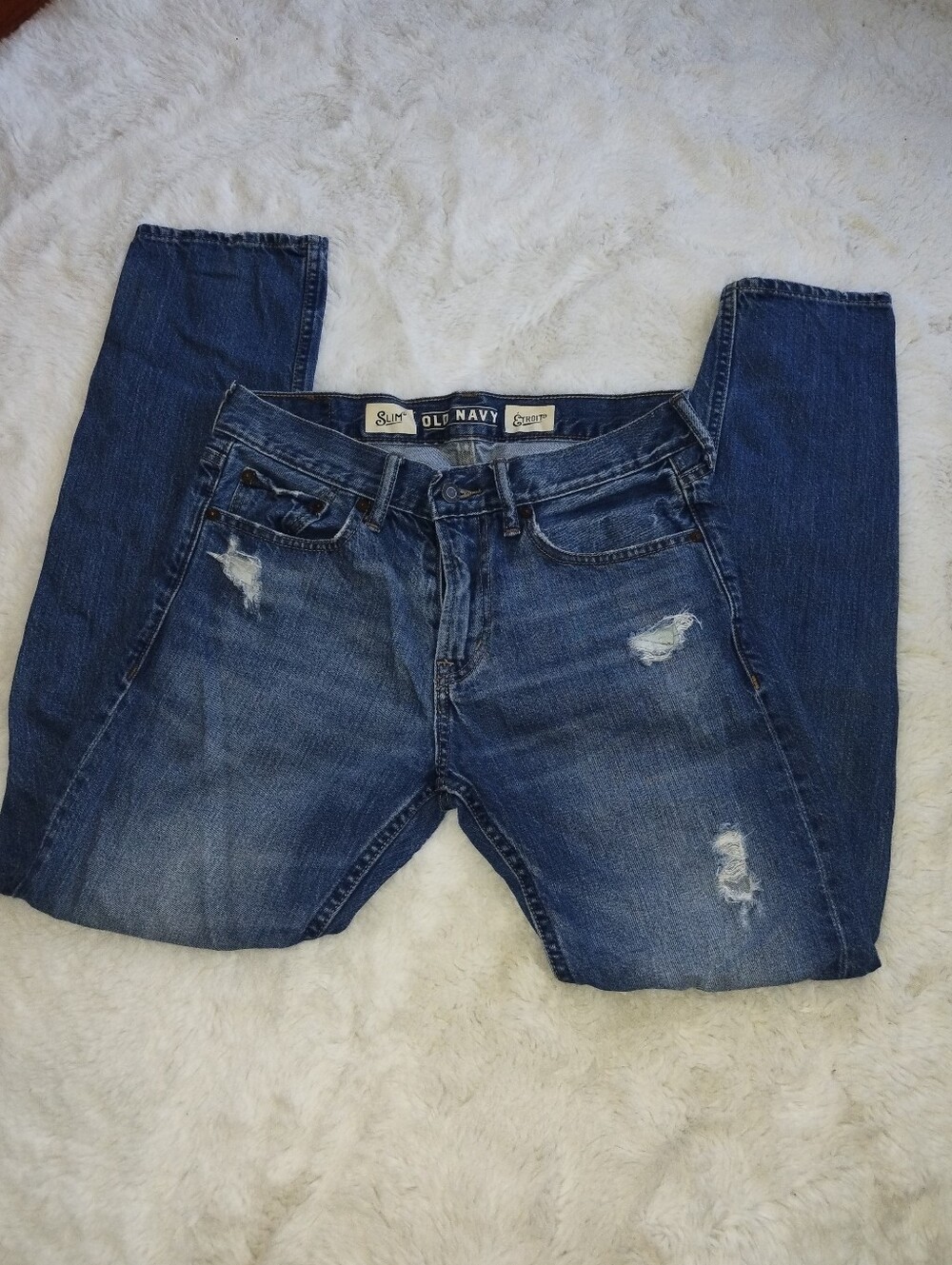 Old Navy Women's Blue Distressed Skinny Jeans